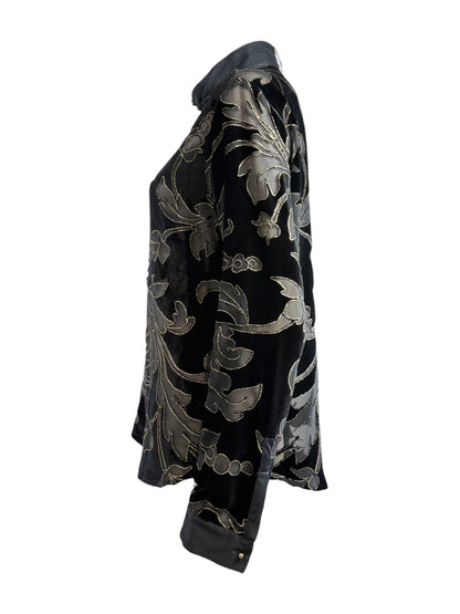 Roberto Cavalli Fall 2004 Black gold dévoré velvet blouse