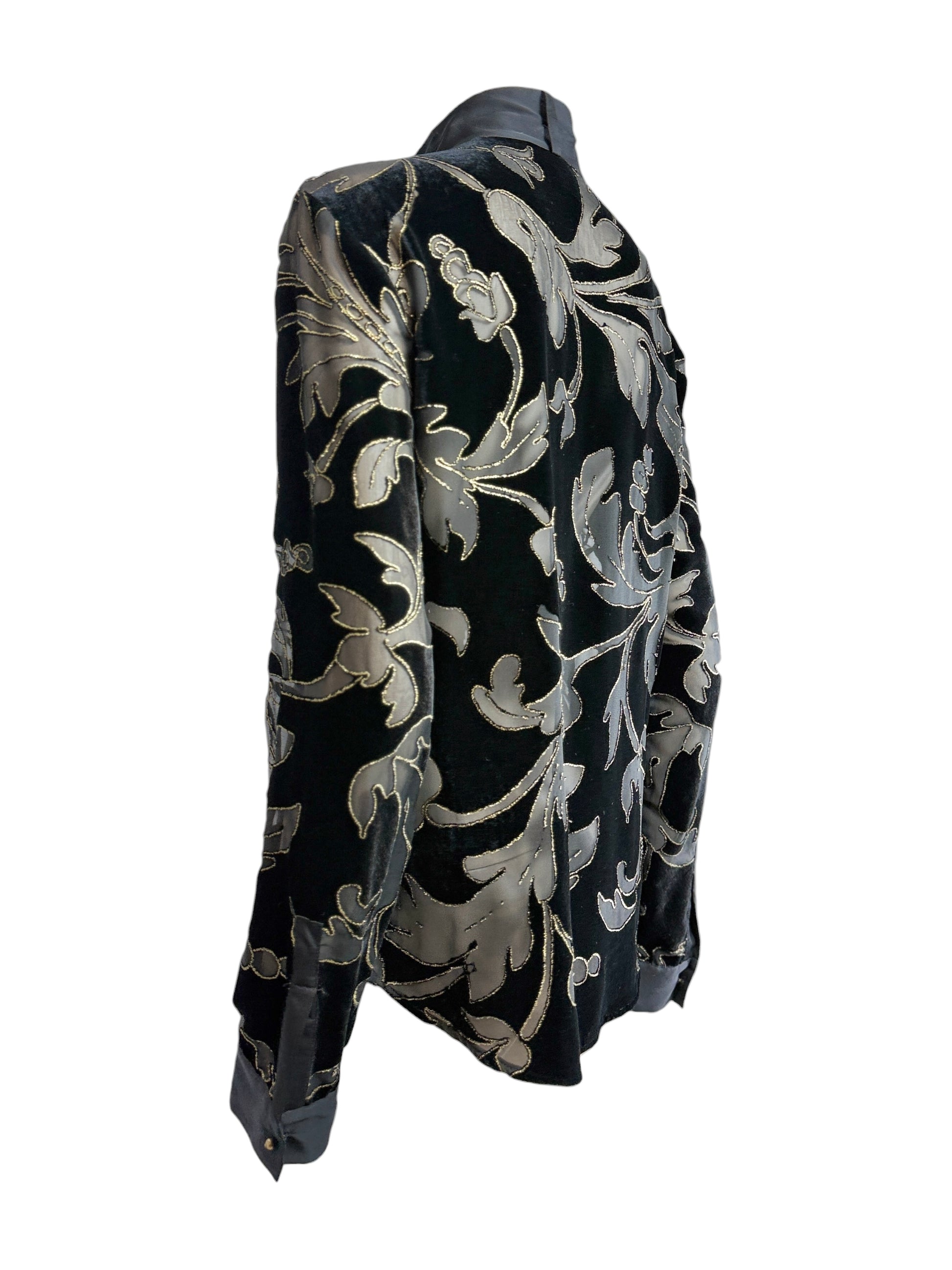 Roberto Cavalli Fall 2004 Black gold dévoré velvet blouse
