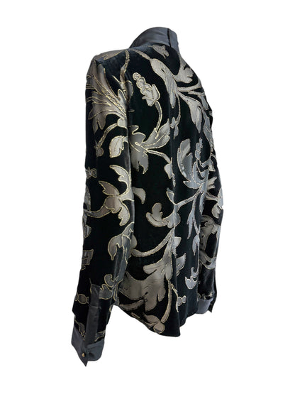 Roberto Cavalli Fall 2004 Black gold dévoré velvet blouse