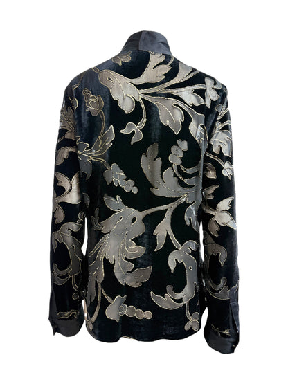 Roberto Cavalli Fall 2004 Black gold dévoré velvet blouse