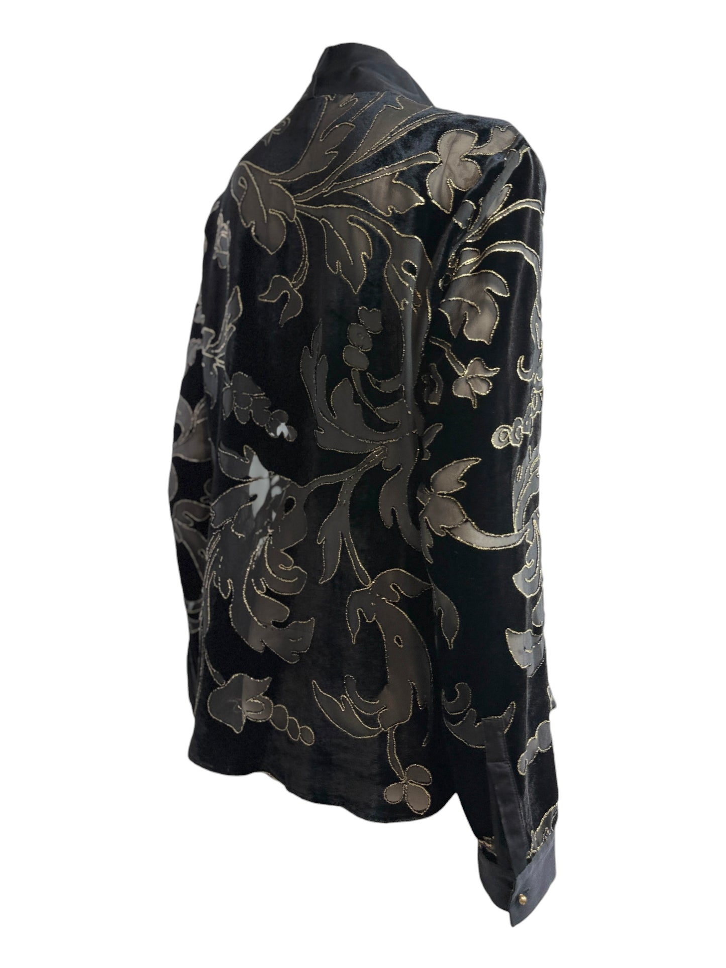 Roberto Cavalli Fall 2004 Black gold dévoré velvet blouse