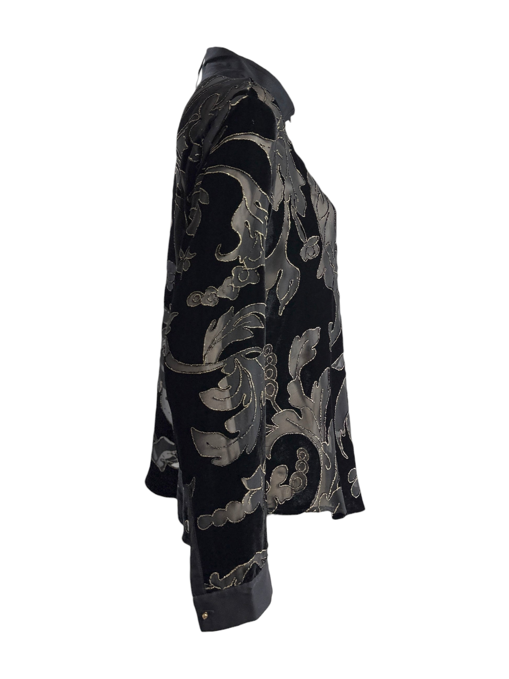 Roberto Cavalli Fall 2004 Black gold dévoré velvet blouse