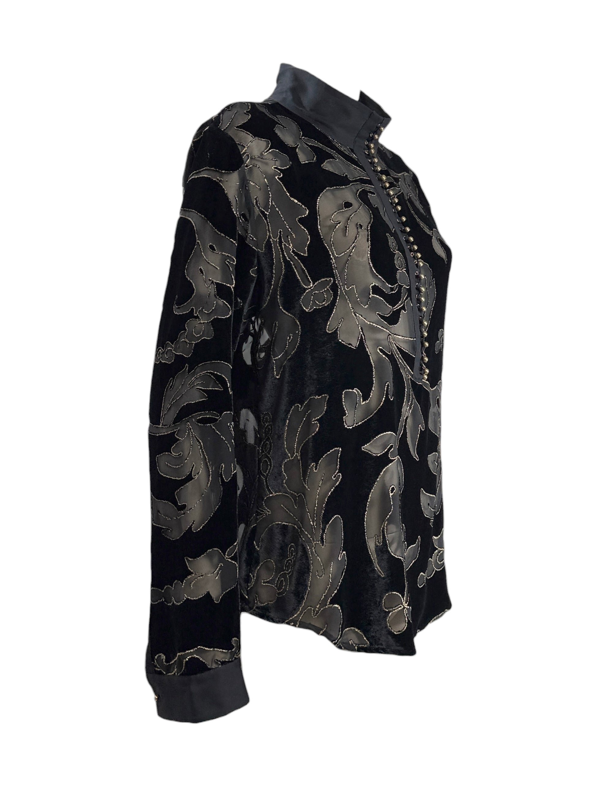 Roberto Cavalli Fall 2004 Black gold dévoré velvet blouse