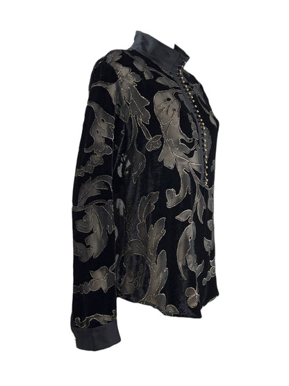 Roberto Cavalli Fall 2004 Black gold dévoré velvet blouse