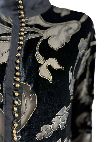 Roberto Cavalli Fall 2004 Black gold dévoré velvet blouse