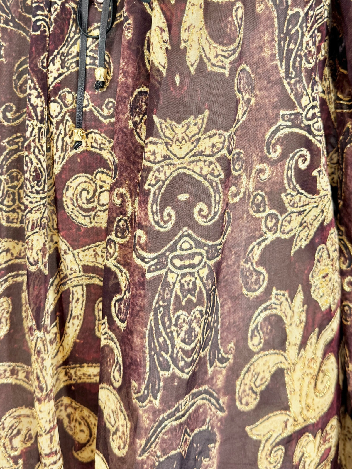 Roberto Cavalli Fall 2004 Silk printed blouse gold and burgundy