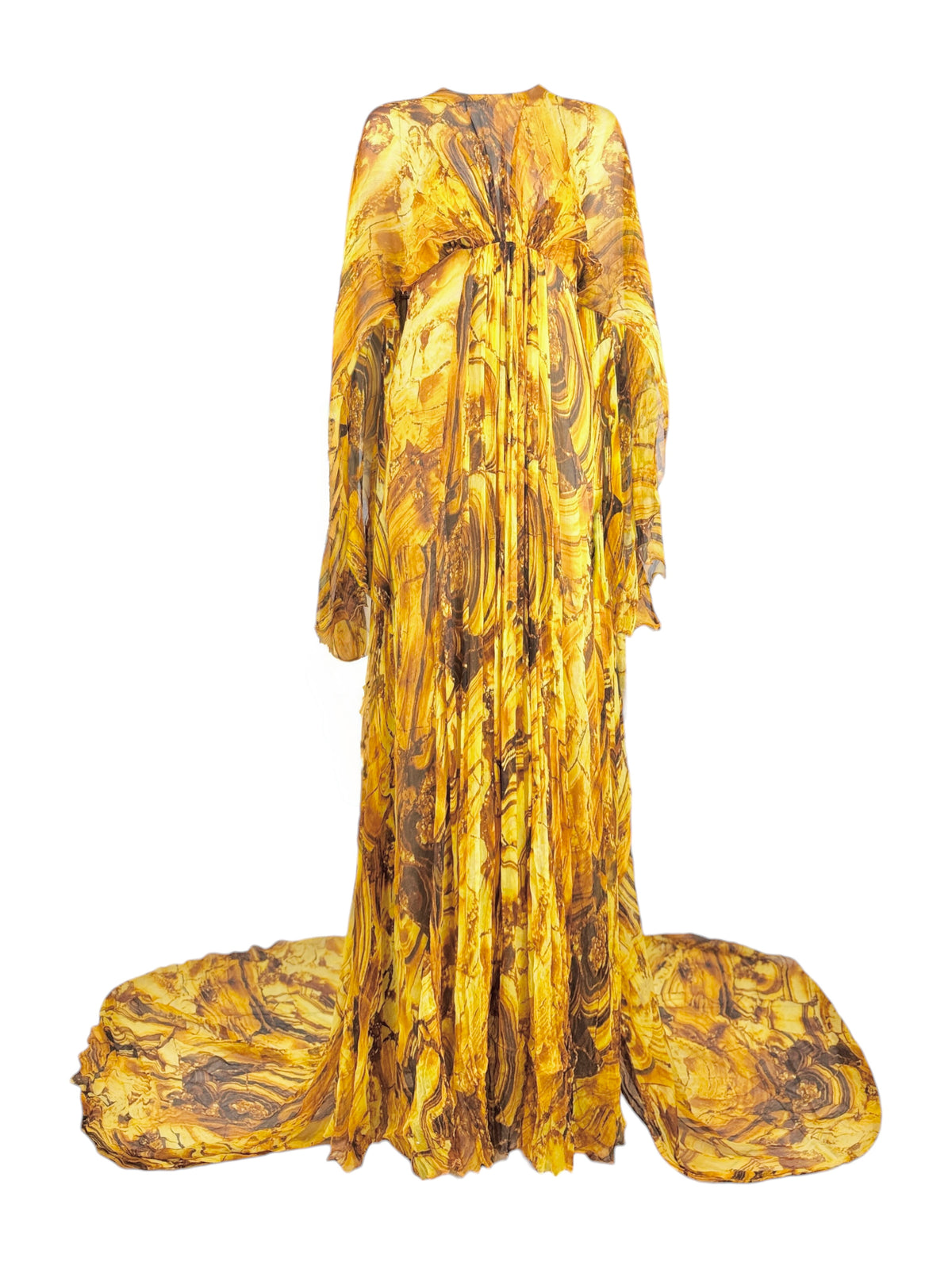 Roberto Cavalli Fausto Puglisi Prefall 2025 Look 24 Maxi chiffon cape dress
