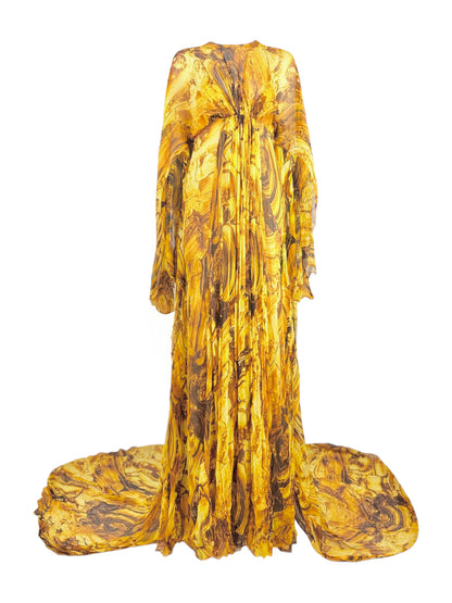 Roberto Cavalli Fausto Puglisi Prefall 2025 Look 24 Maxi chiffon cape dress