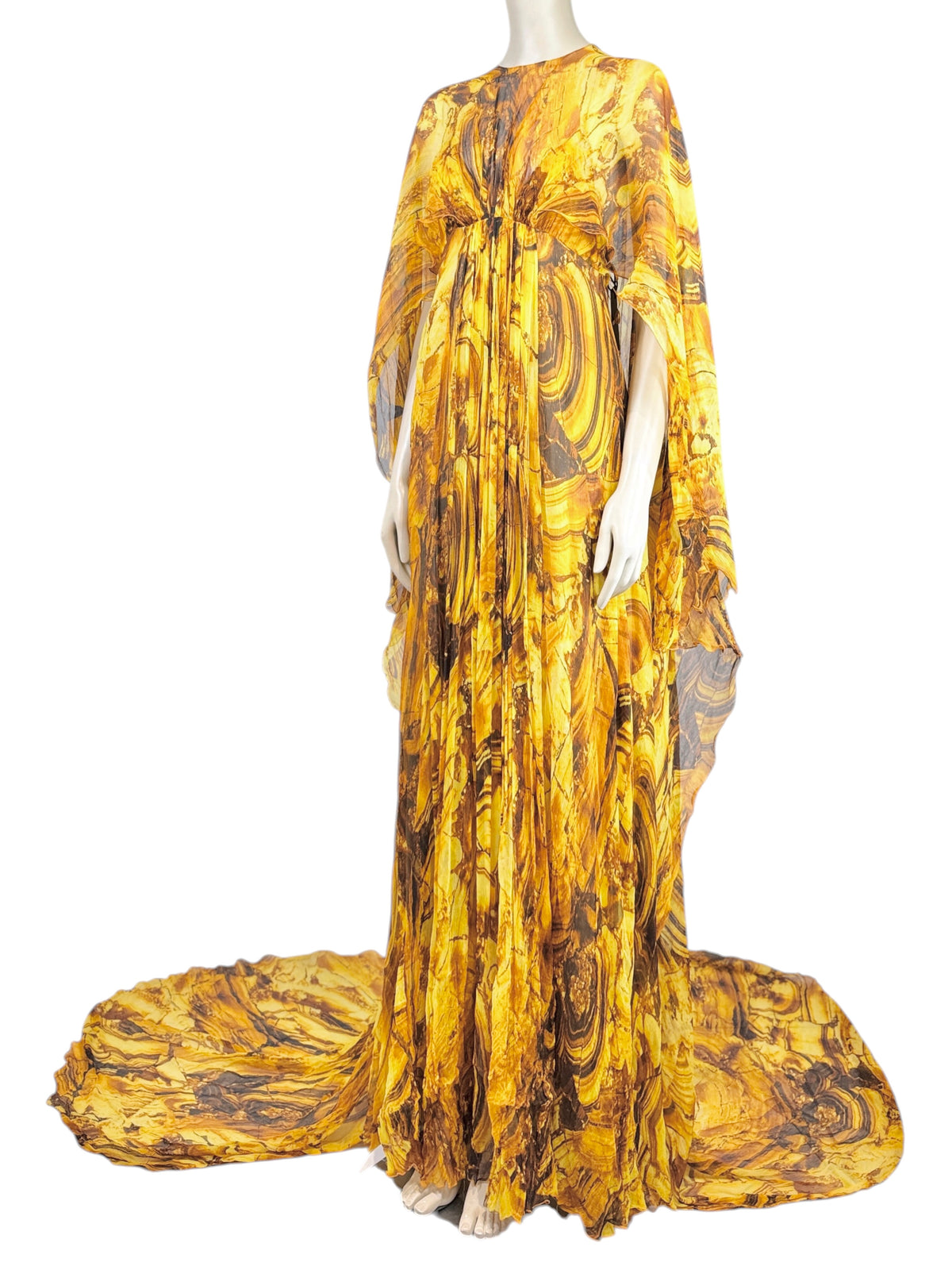 Roberto Cavalli Fausto Puglisi Prefall 2025 Look 24 Maxi chiffon cape dress