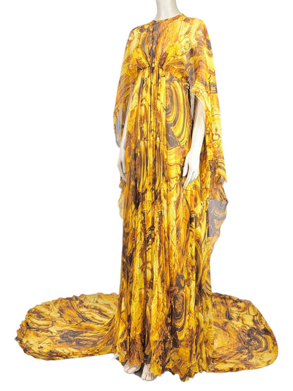 Roberto Cavalli Fausto Puglisi Prefall 2025 Look 24 Maxi chiffon cape dress
