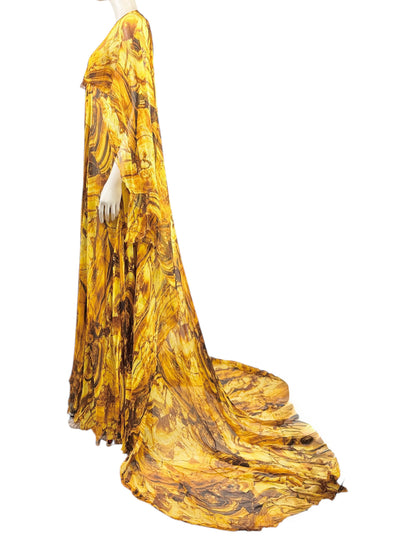 Roberto Cavalli Fausto Puglisi Prefall 2025 Look 24 Maxi chiffon cape dress