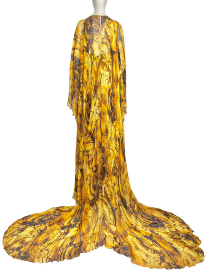 Roberto Cavalli Fausto Puglisi Prefall 2025 Look 24 Maxi chiffon cape dress