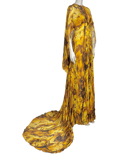 Roberto Cavalli Fausto Puglisi Prefall 2025 Look 24 Maxi chiffon cape dress
