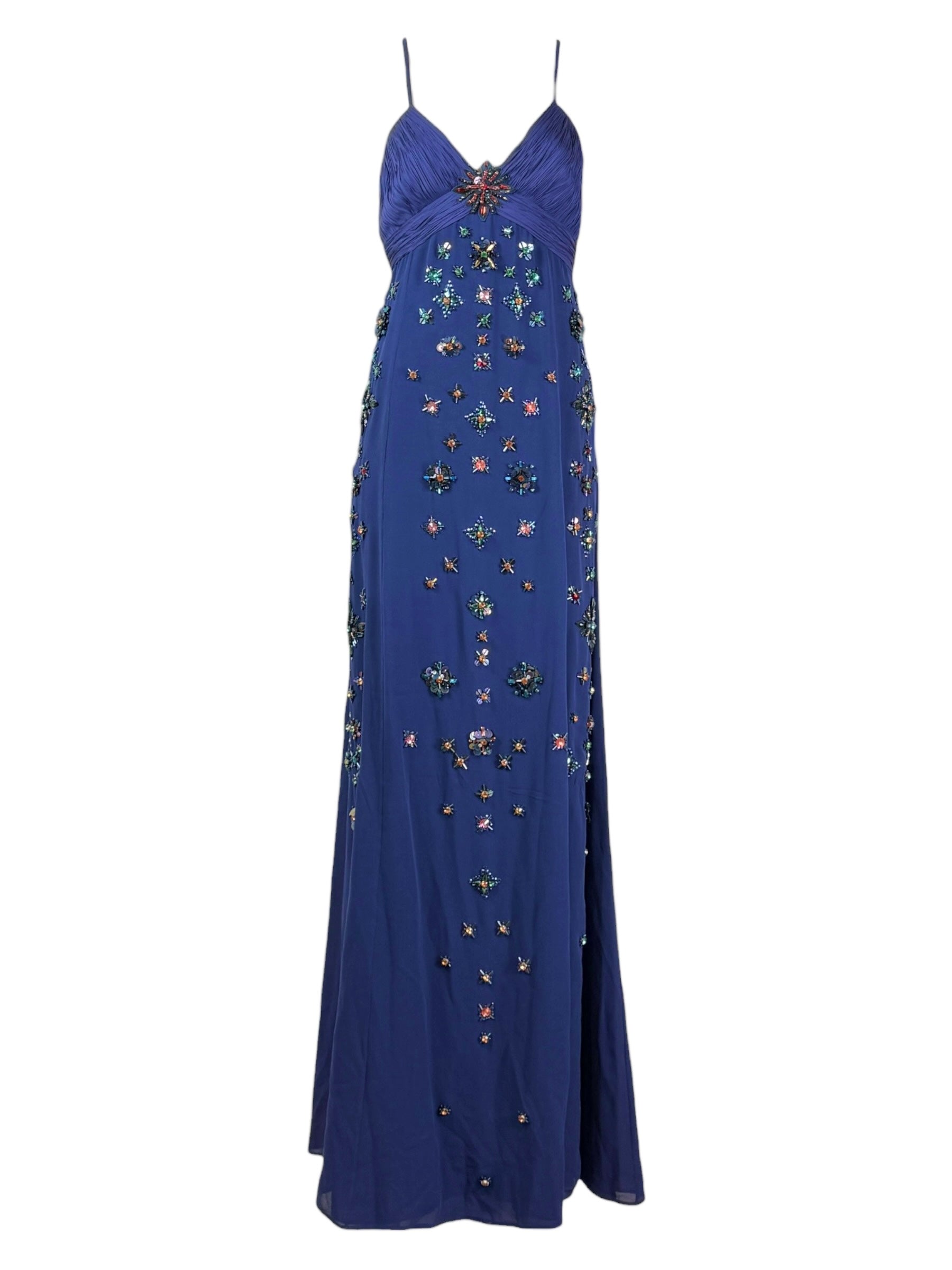 Roberto Cavalli Maxi Chiffrons embroidered navy dress