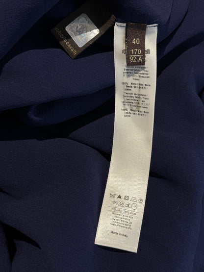 Roberto Cavalli Maxi Chiffon embroidered navy dress