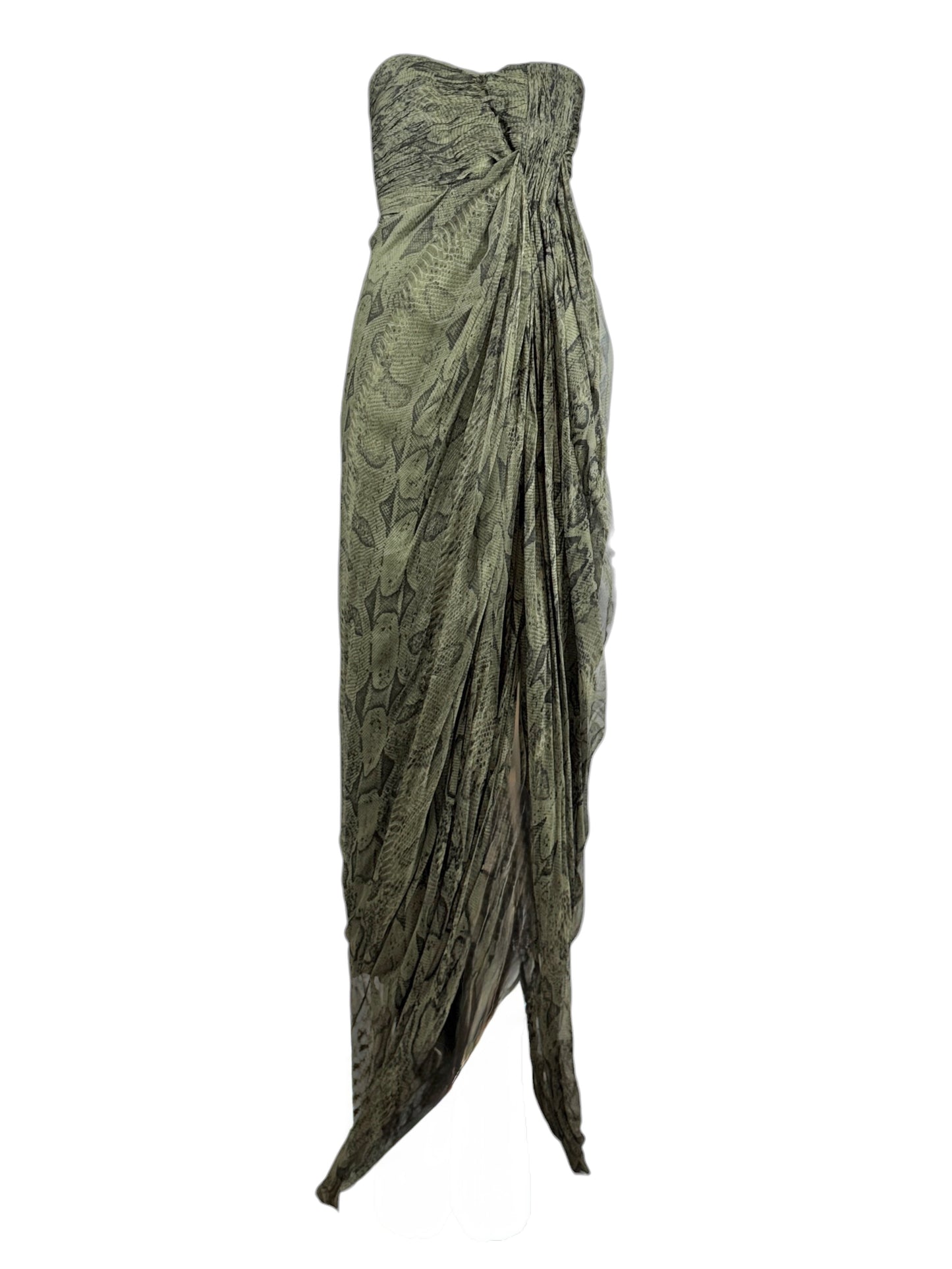 Roberto Cavalli PreFall 2010 maxi chiffon dress in python-print silk