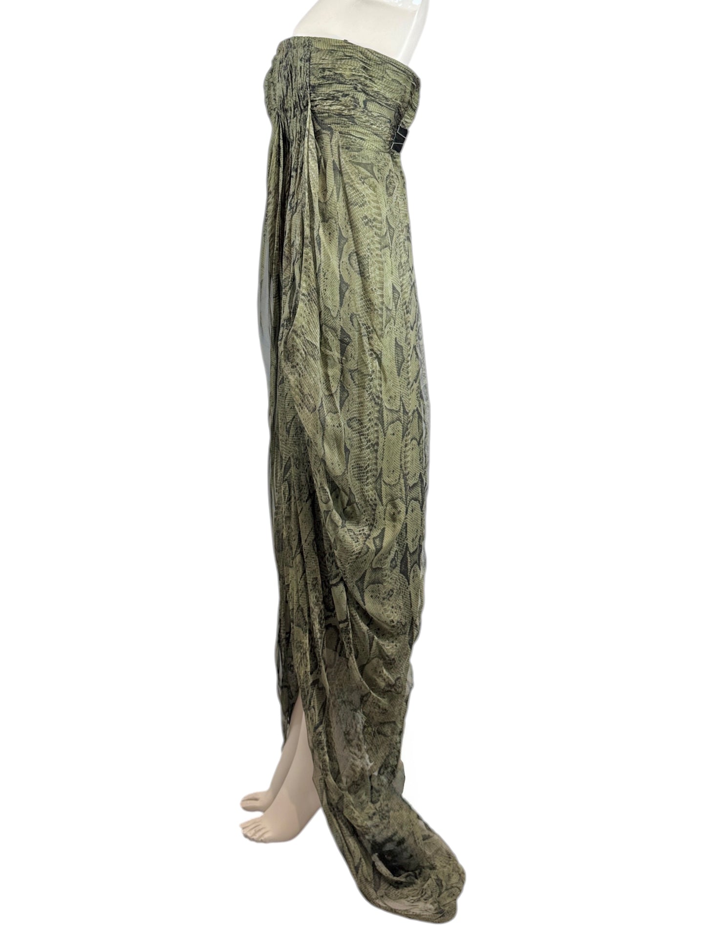 Roberto Cavalli PreFall 2010 maxi chiffon dress in python-print silk