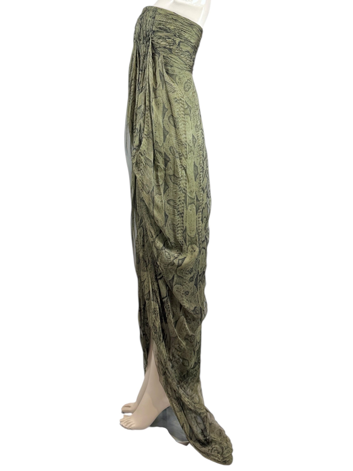 Roberto Cavalli PreFall 2010 maxi chiffon dress in python-print silk