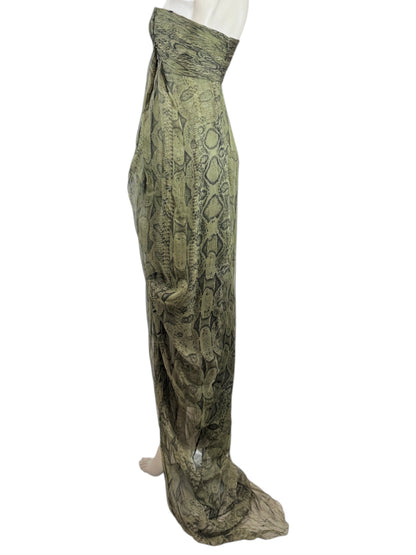 Roberto Cavalli PreFall 2010 maxi chiffon dress in python-print silk