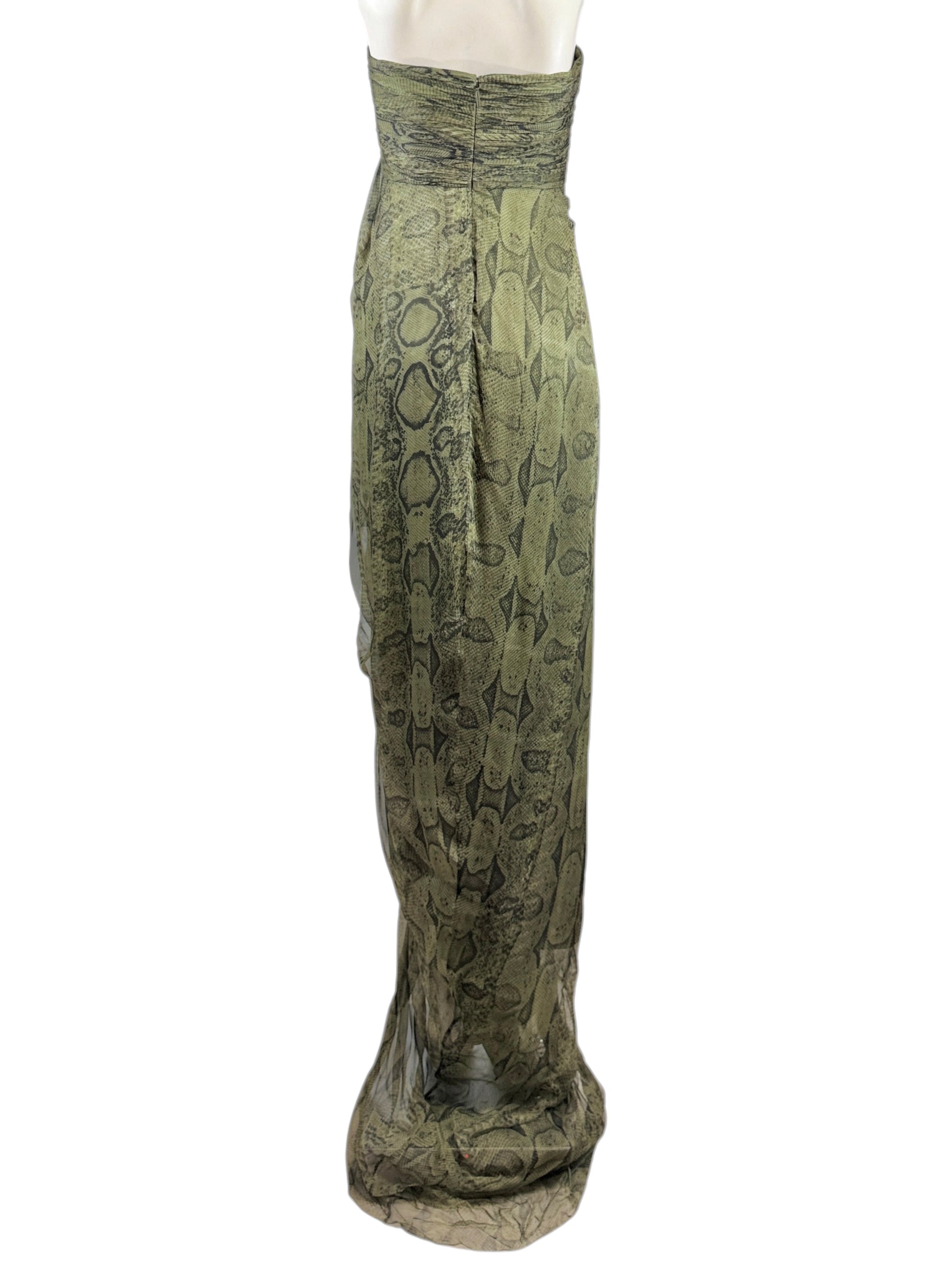 Roberto Cavalli PreFall 2010 maxi chiffon dress in python-print silk