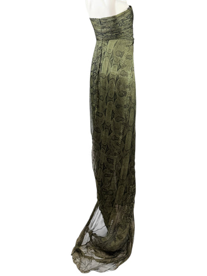Roberto Cavalli PreFall 2010 maxi chiffon dress in python-print silk