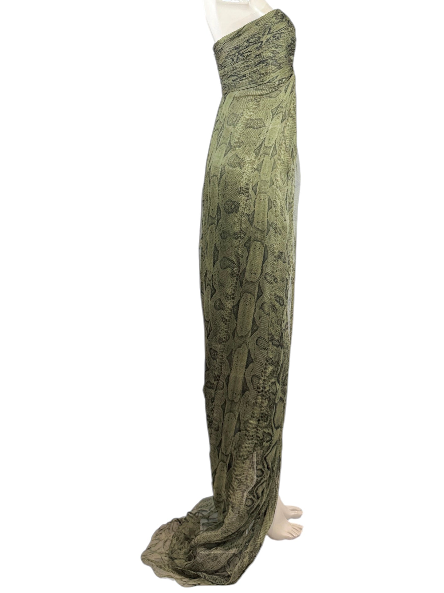 Roberto Cavalli PreFall 2010 maxi chiffon dress in python-print silk
