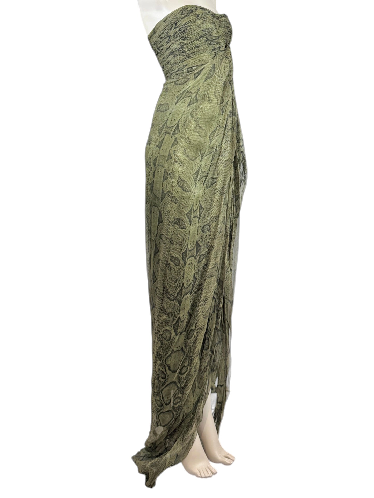 Roberto Cavalli PreFall 2010 maxi chiffon dress in python-print silk