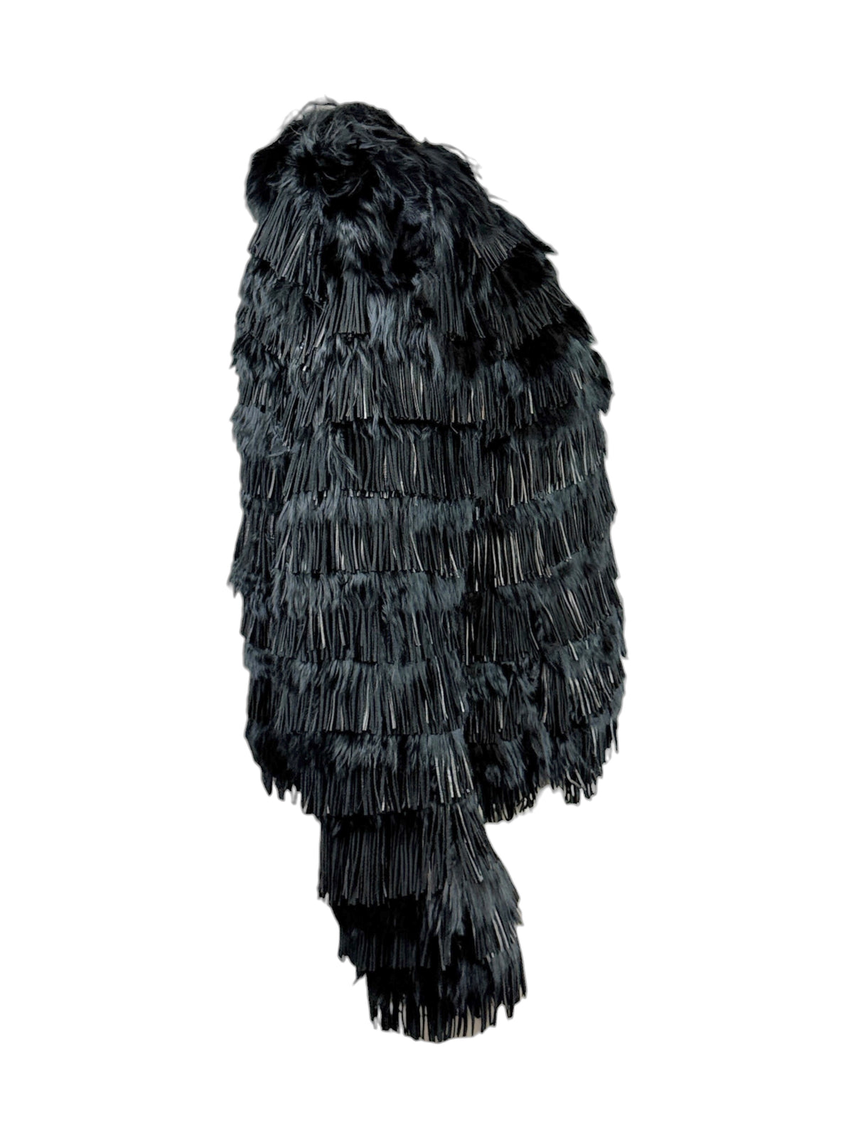 Roberto Cavalli Prefall 2013 Black fringed lambskin and llama jacket