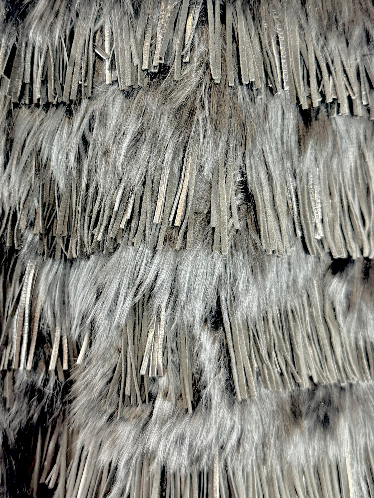 Roberto Cavalli Prefall 2013 Black fringed lambskin and llama jacket