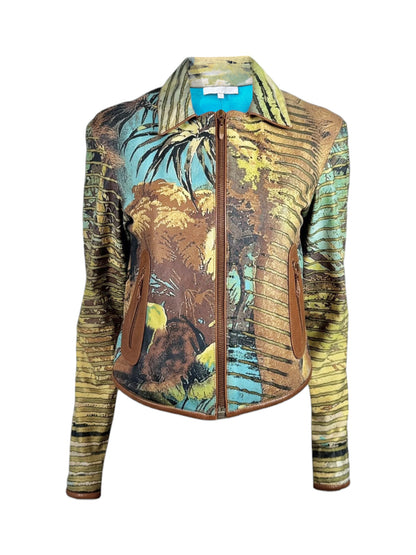 Roberto Cavalli Spring 2002 Printed leather lion jacket