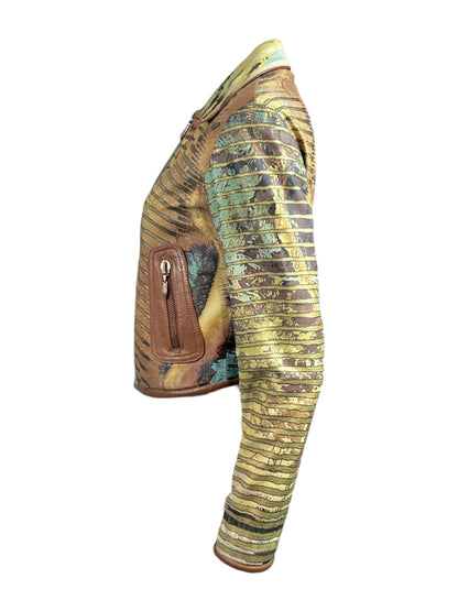 Roberto Cavalli Spring 2002 Printed leather lion jacket
