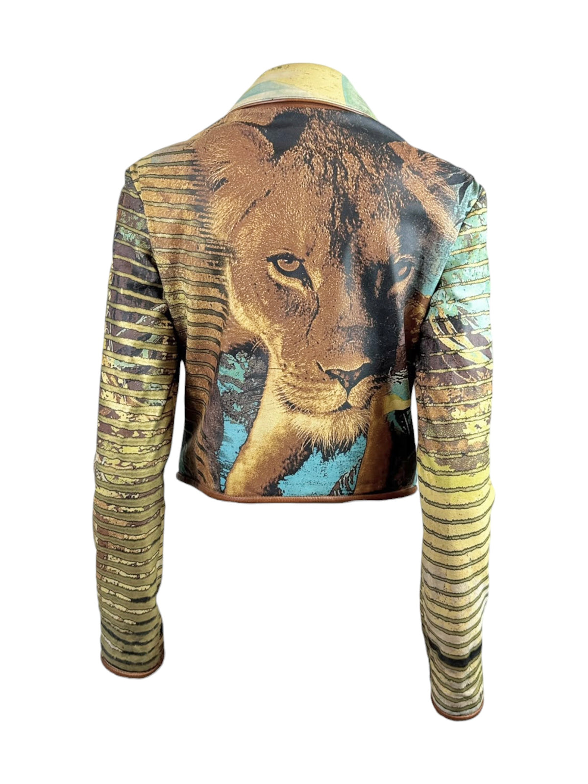 Roberto Cavalli Spring 2002 Printed leather lion jacket