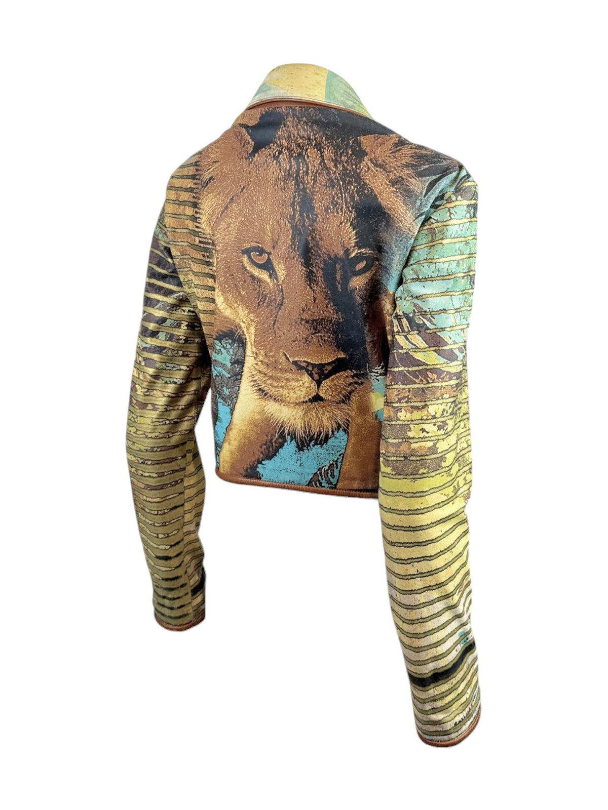 Roberto Cavalli Spring 2002 Printed leather lion jacket
