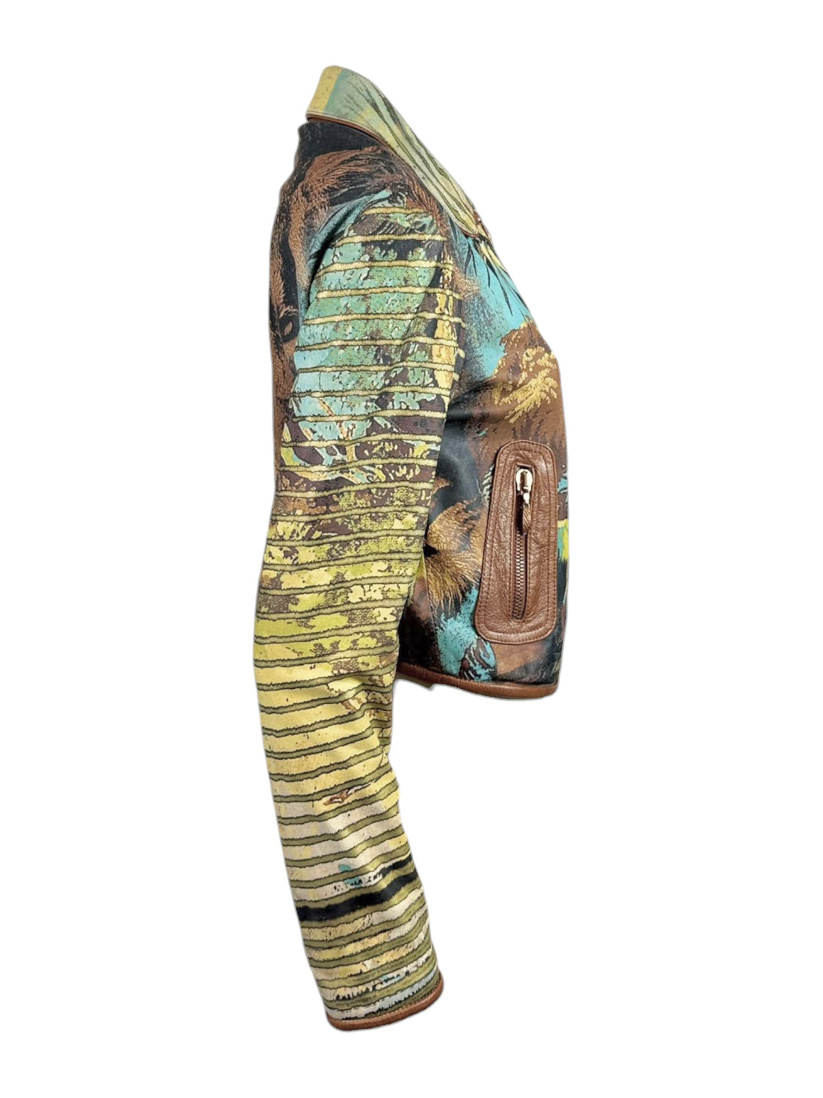 Roberto Cavalli Spring 2002 Printed leather lion jacket
