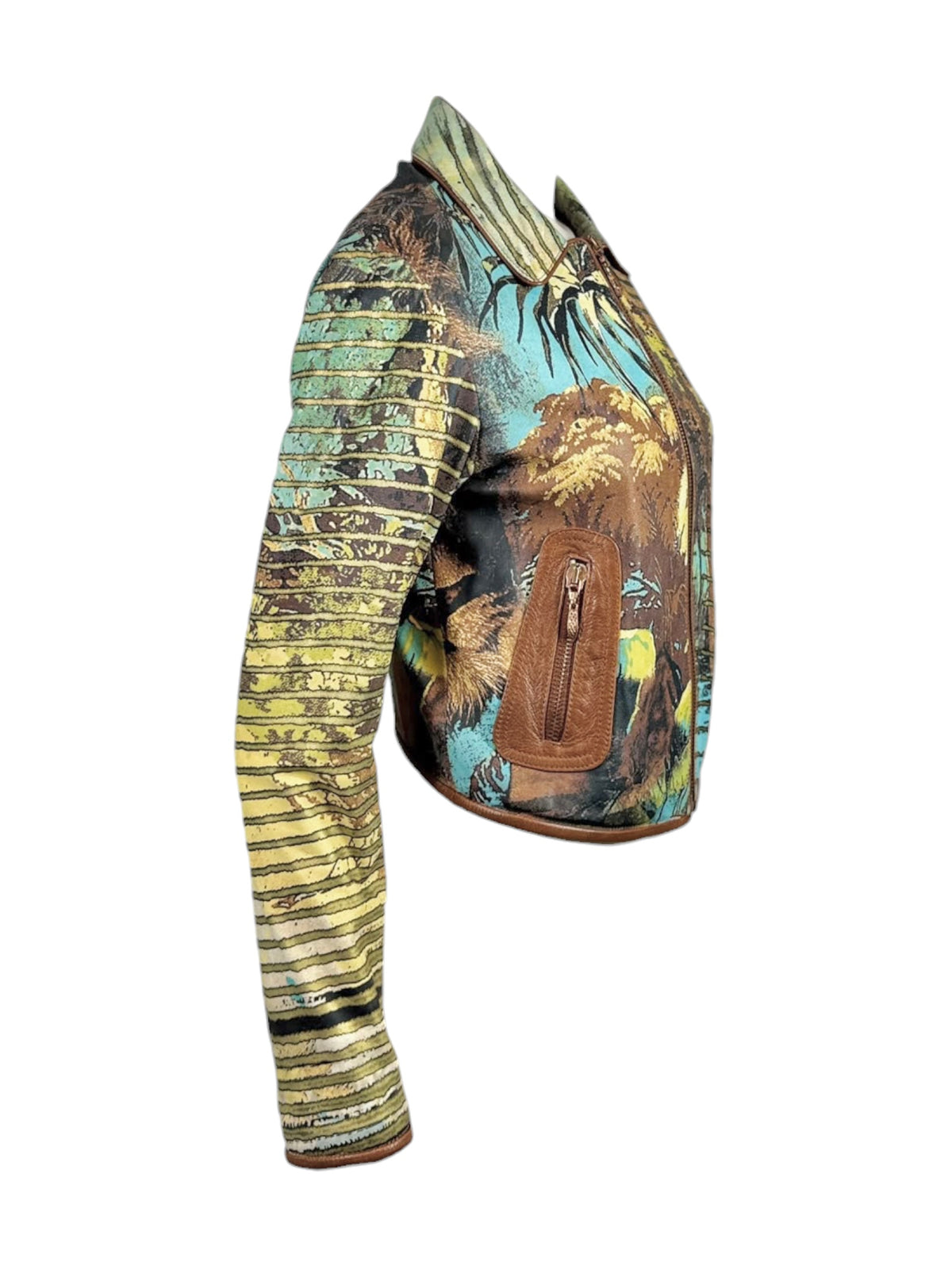 Roberto Cavalli Spring 2002 Printed leather lion jacket