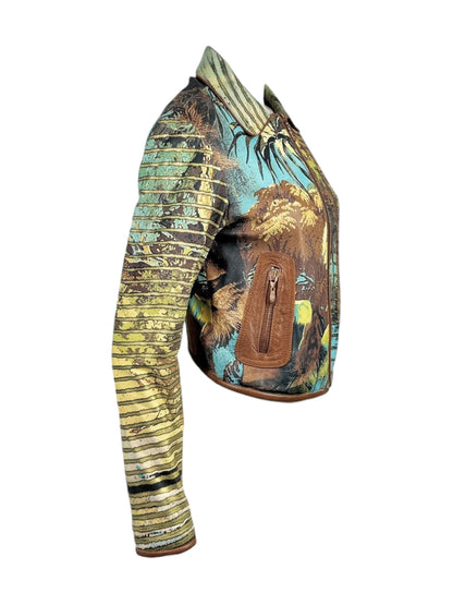 Roberto Cavalli Spring 2002 Printed leather lion jacket