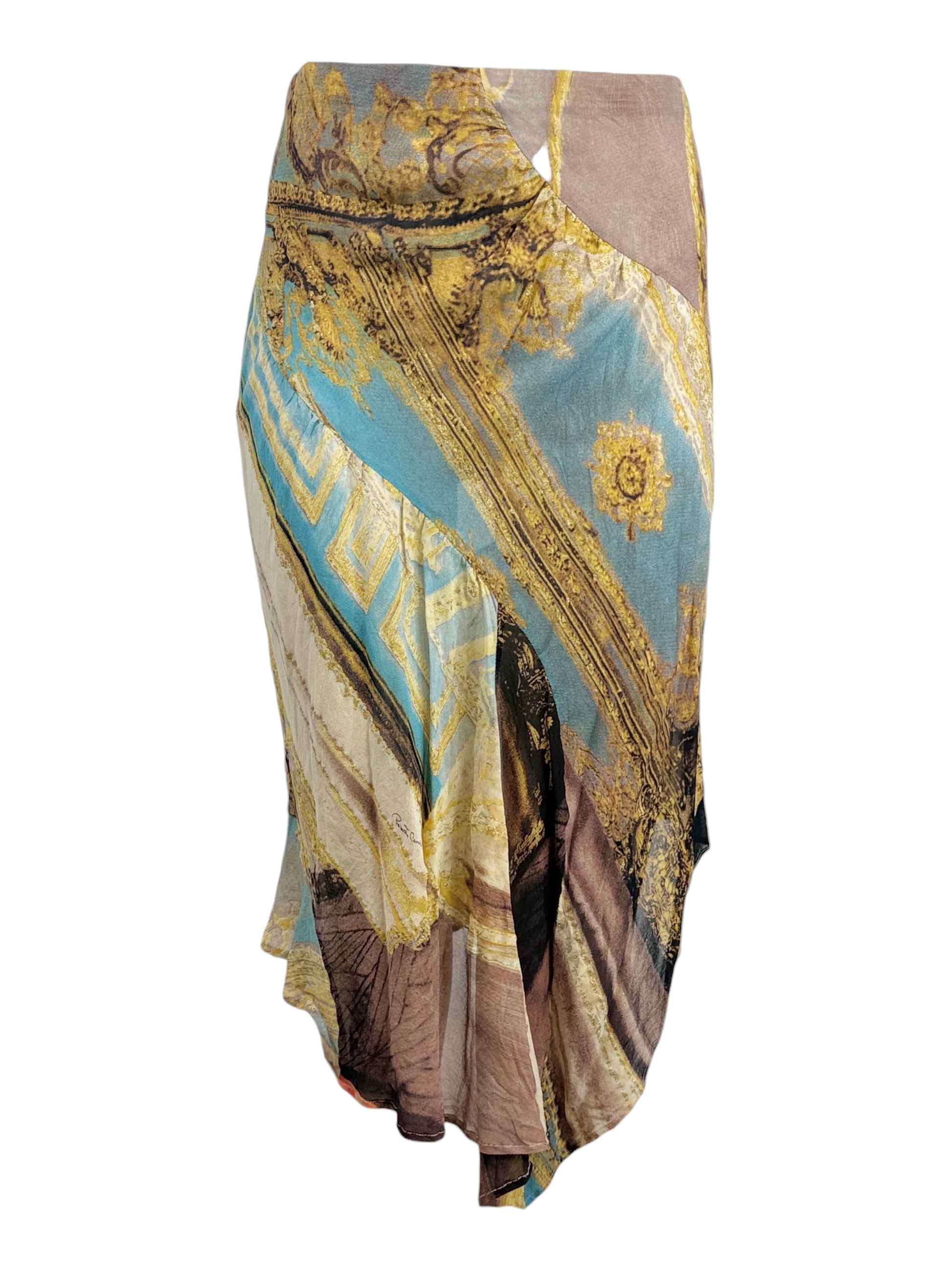 Roberto Cavalli Spring 2003 Multicolor crepe silk skirt