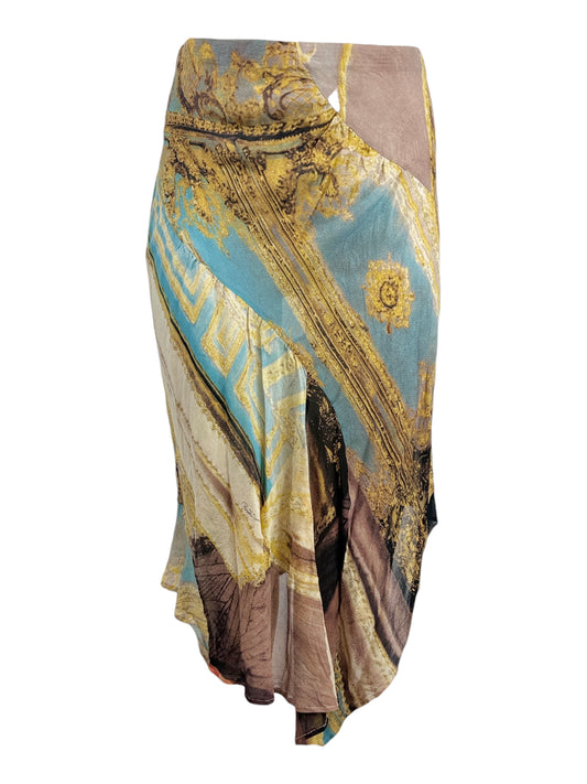 Roberto Cavalli Spring 2003 Multicolor crepe silk skirt