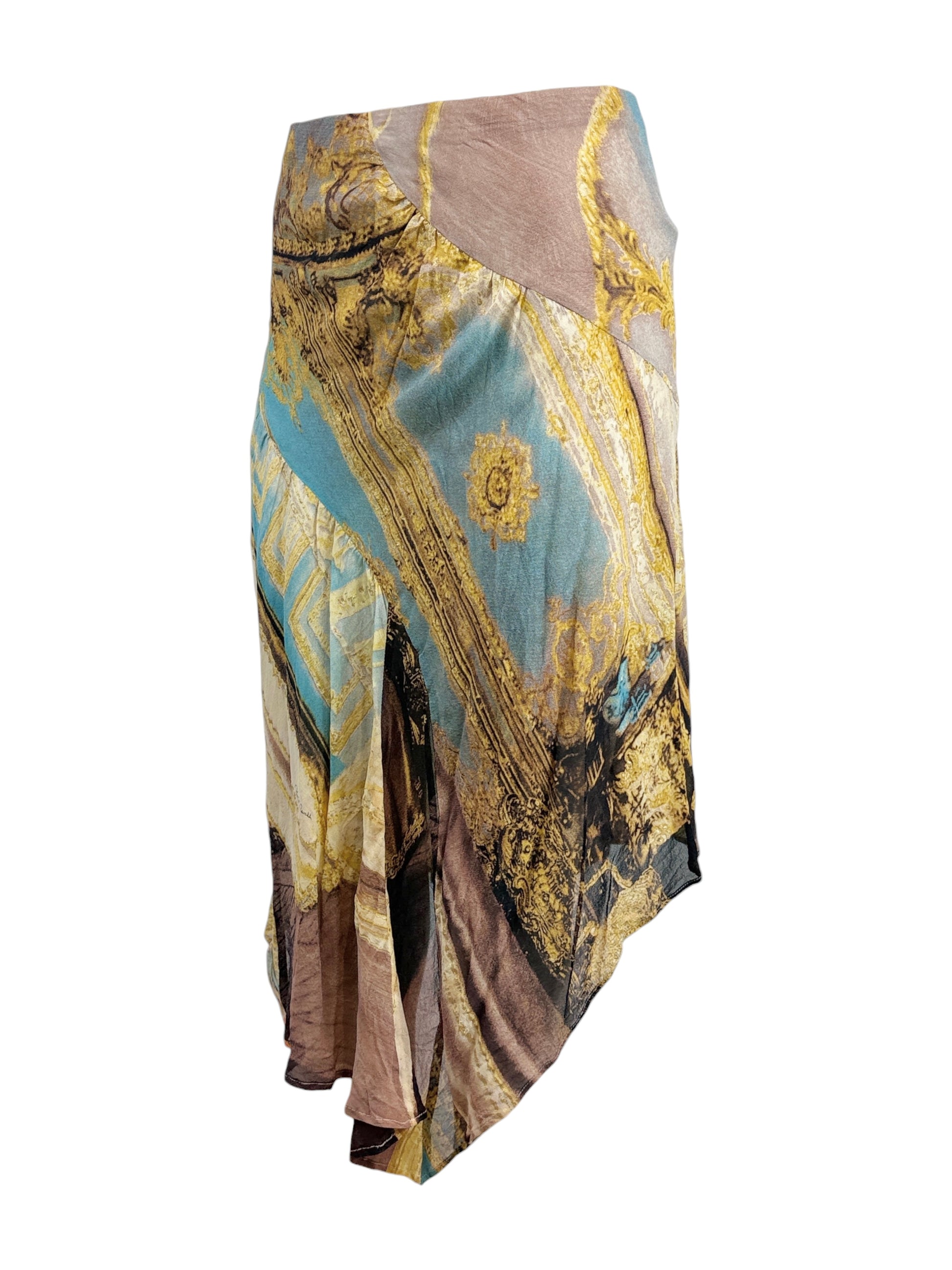 Roberto Cavalli Spring 2003 Multicolor crepe silk skirt