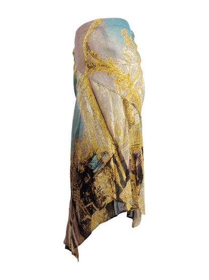 Roberto Cavalli Spring 2003 Multicolor crepe silk skirt
