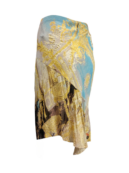 Roberto Cavalli Spring 2003 Multicolor crepe silk skirt