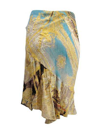 Roberto Cavalli Spring 2003 Multicolor crepe silk skirt