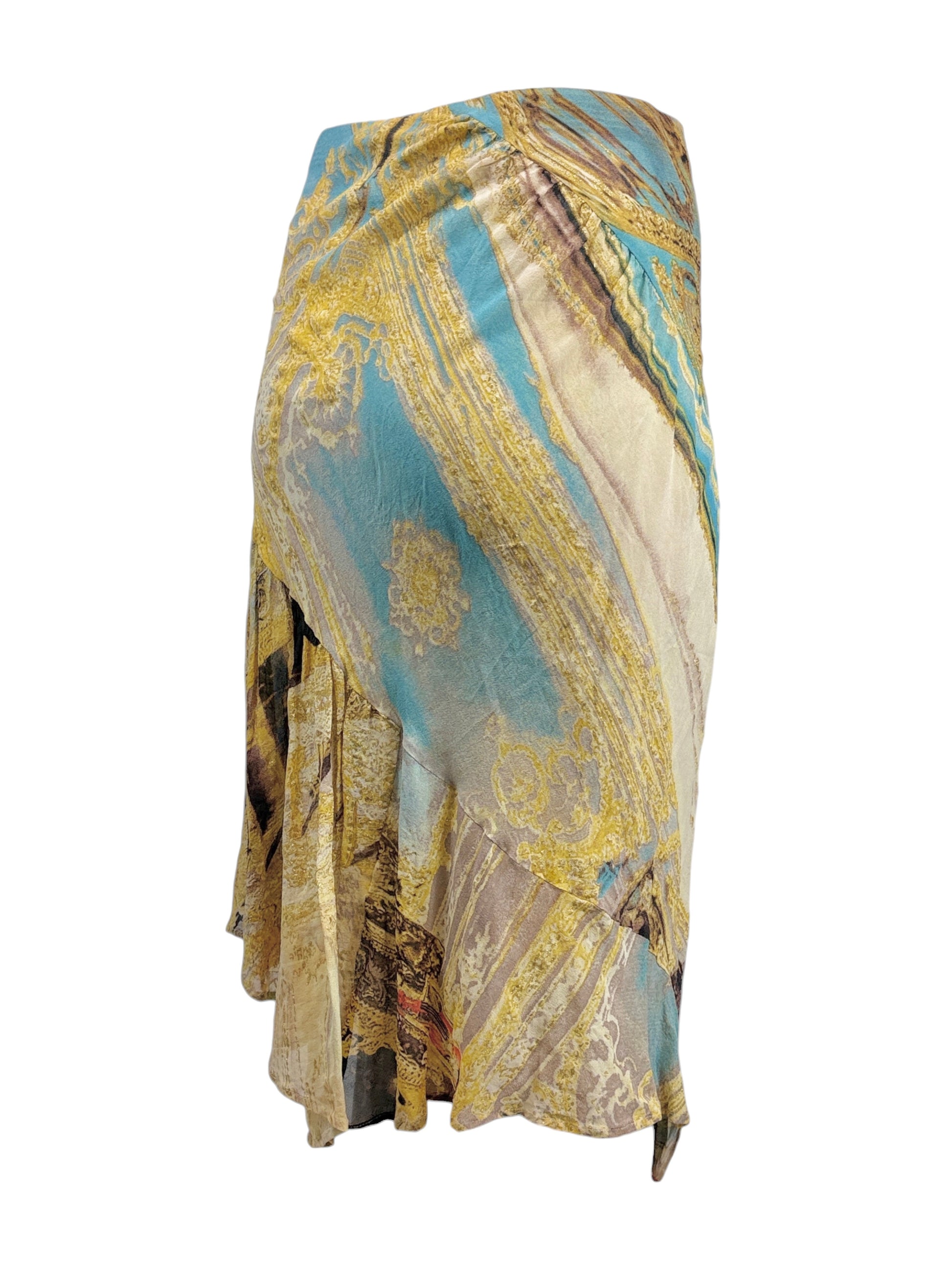 Roberto Cavalli Spring 2003 Multicolor crepe silk skirt