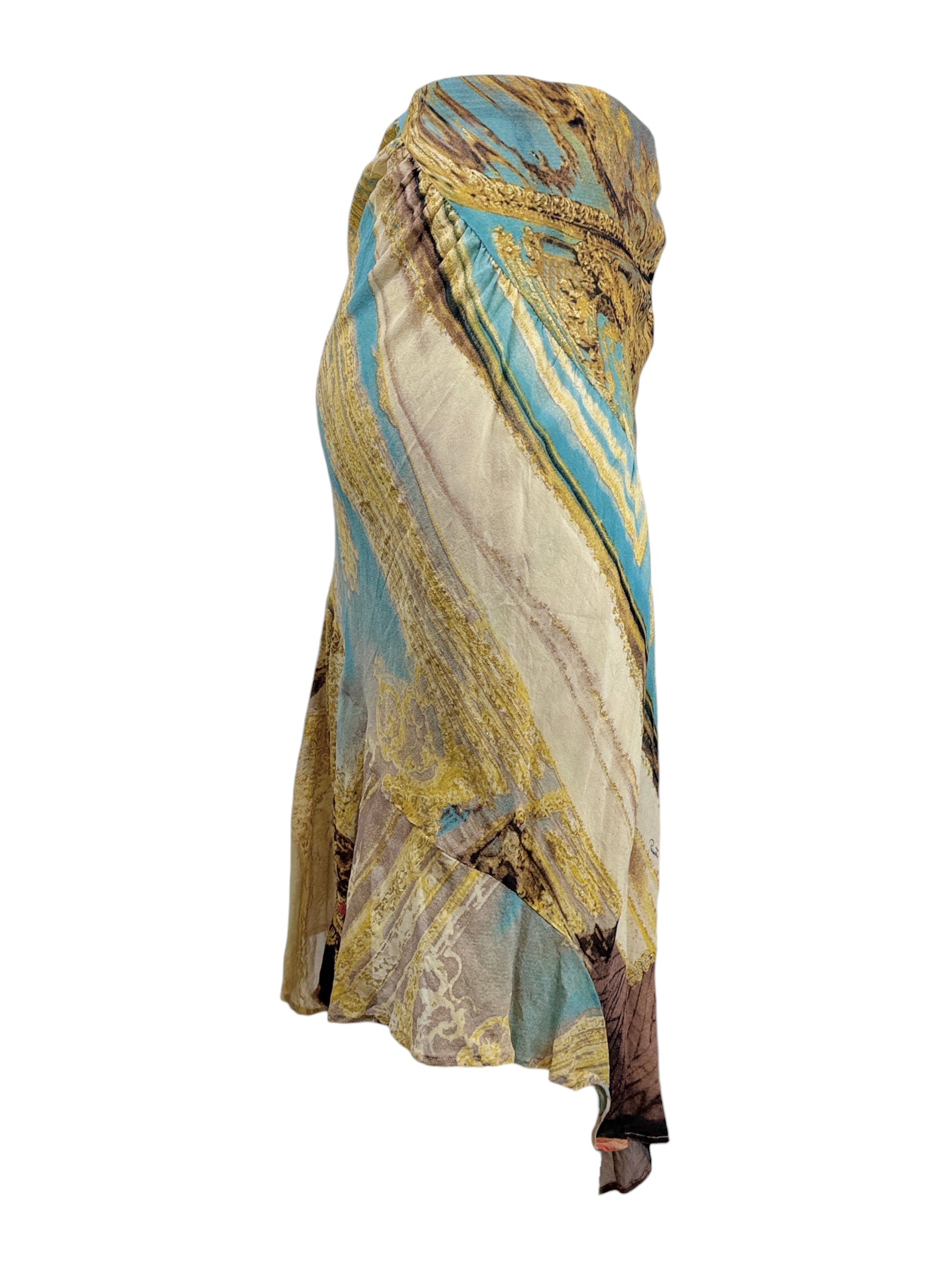Roberto Cavalli Spring 2003 Multicolor crepe silk skirt