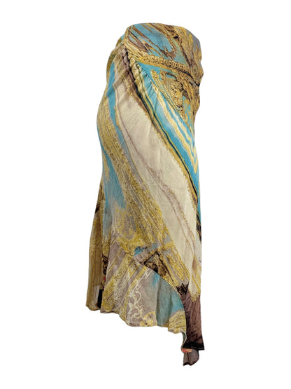 Roberto Cavalli Spring 2003 Multicolor crepe silk skirt
