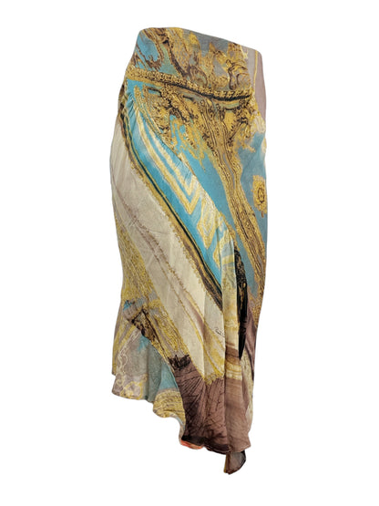 Roberto Cavalli Spring 2003 Multicolor crepe silk skirt