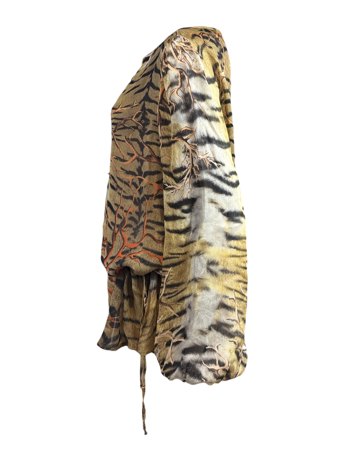 Roberto Cavalli Spring 2005 Silk crepe tiger coral blouse