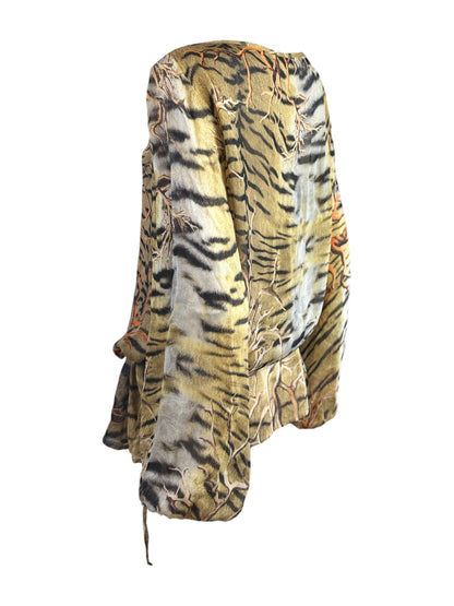 Roberto Cavalli Spring 2005 Silk crepe tiger coral blouse