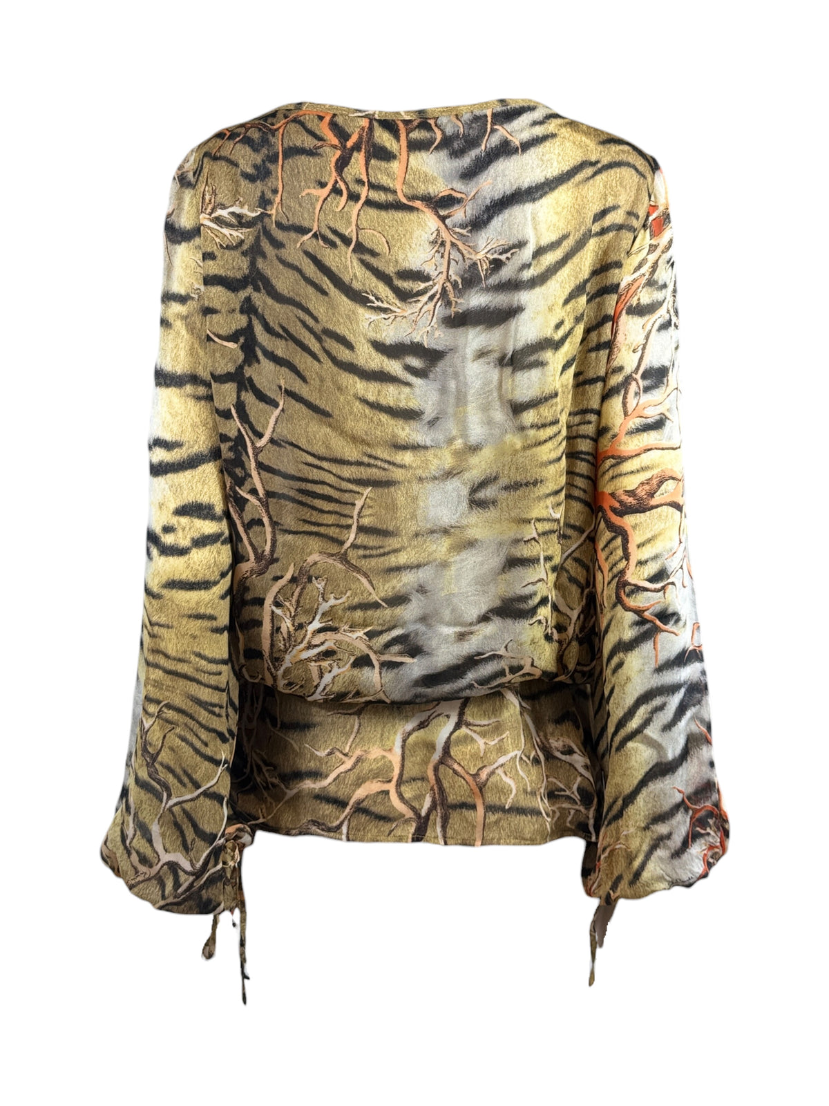 Roberto Cavalli Spring 2005 Silk crepe tiger coral blouse