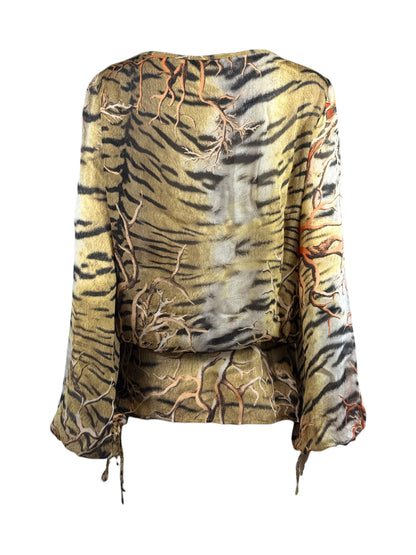 Roberto Cavalli Spring 2005 Silk crepe tiger coral blouse